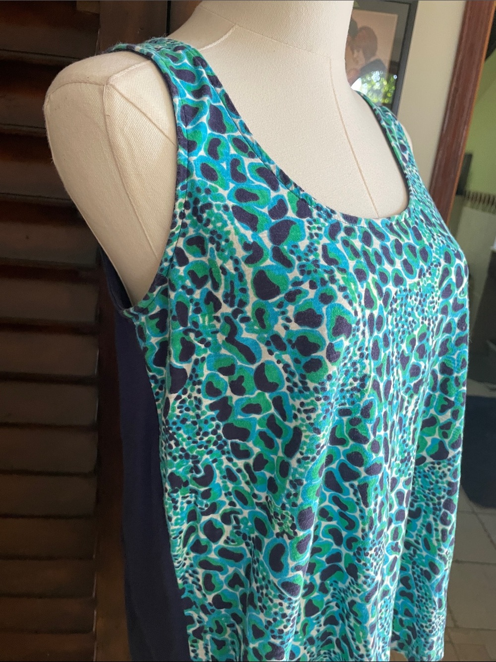 Lily Pulitzer Cotton Biased Tank Top Small Blue Teal Navy - Picture 4 of 8